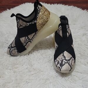 Steve Madden Snakeskin and Gold Women's Sneakers